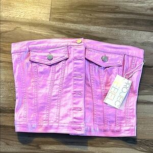 Pink Denim Bustier Top